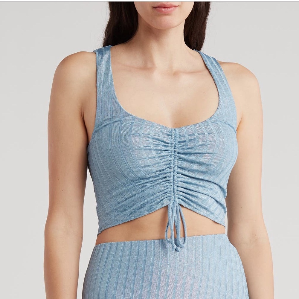 Show Me Your MuMu Light Blue Ruched Crop Top